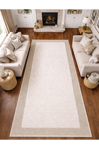 Mess Modern Dekoratif Yumuşak Dokulu Sisal Halı 3946 Krem Vizon Çok Renkli