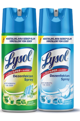 Lysol Temizliğin Esintisi + Bahar Ferahlığı Dezenfektan Sprey 2 x 400 ML
