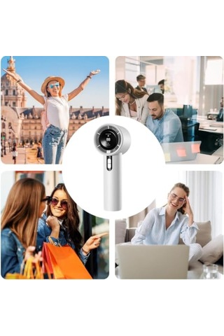 El Vantilatörü Taşınabilir Şarjlı Mini Fan - 100 Kademe Hassas Rüzgar Hızı Ayarlı, Dijital Led Ekranlı Güçlü Turbo Motor Soğutucu, Ultra Sessiz Şarj Edilebilir Masaüstü Ve El Fanı Karışık