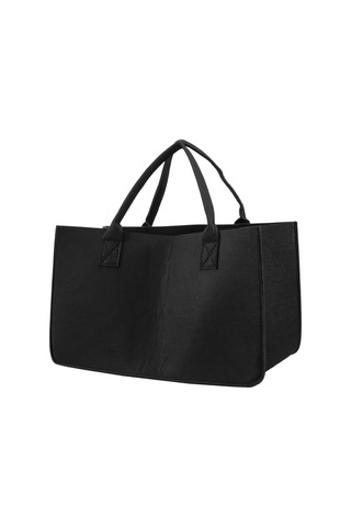 Xurunkeji Şömine Odun Keçe Saklama Çantası Sepet Dergi Rafı Odun Cebi, Keçe Katlanabilir Odun Tutucu Sepet Siyah Siyah