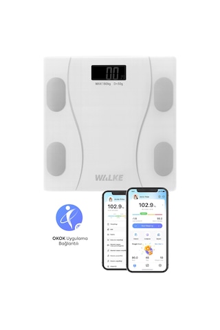 Walke Premium Uygulama Bağlantılı Akıllı Baskül Beyaz