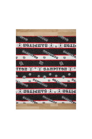 Tek Kişilik Elyaf Dolgulu Kapitone Şampiyon Tasarımlı Siyah Beyaz Çok Amaçlı Yatak Örtüsü 155x215 Cm Siyah Siyah