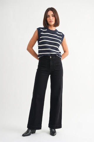Bluew White Kadın Yüksek Bel Wide Leg Likralı Antrasit Jean Pantolon