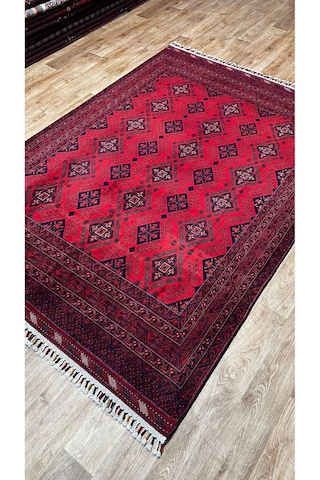 El Dokuma Afgan Halısı Kirmzi
