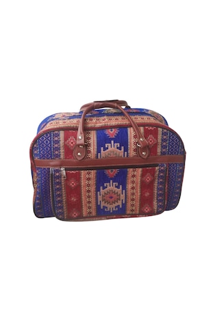 Erkan Çanta Çanta Kilim Desenli Valiz Lacivert - Kırmızı
