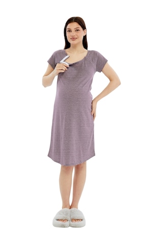 Luvmabelly Myra9585 Yandan Çıt Çıtlı Hamile Geceliği Mürdüm