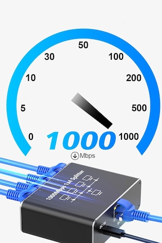 Gigabit Ethernet Splitter Lan Switch 4 Port, Tip C Güç Kablosu, 1000mbps Rj45 Ağ Dağıtıcı