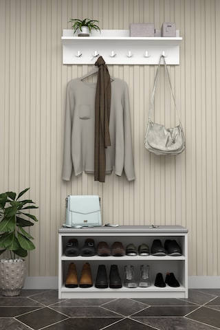 Asra Trend Puflu Ayakkabılık Ve Askılık A-34 Beyaz Beyaz