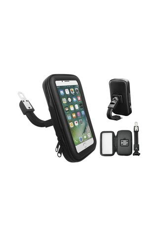 Thentech Motorsiklet Bisiklet Atv İçin Gidona Sabitlenebilir Sağlam Su Geçirmez Dayanıklı Telefon Standı Siyah