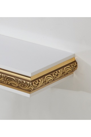 Decorotti Beyaz Altın Varak Gizli Bölmeli Duvar Rafı - Cirino A1-1