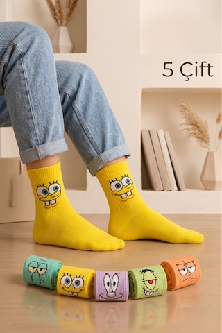 Worthy Socks Unisex Desenli Kolej Çorap Seti 5'li Paket Renkli