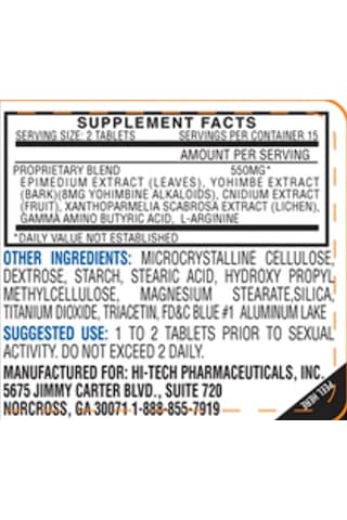 Hi-tech Stamina-rx Men's 30 Tablets Yohimbine+epimedium
