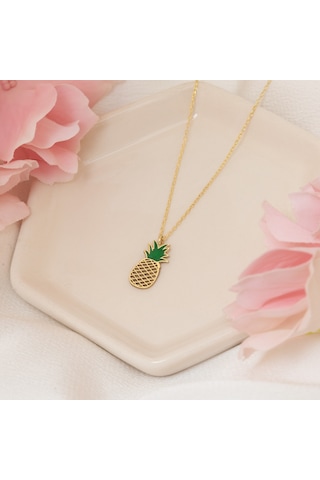 Dkmn Gümüş Mineli Ananas Şeklinde Gümüş Kolye