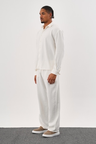 Flare Kışlık Baggy Pantolon Oversize Gömlek Alt Üst Takım %100 Pamuk Beyaz