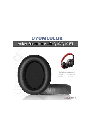Novstrap Anker Soundcore Life Q10 Q10 Bt İle Uyumlu Kulaklık Pedi Süngeri Yastığı Siyah