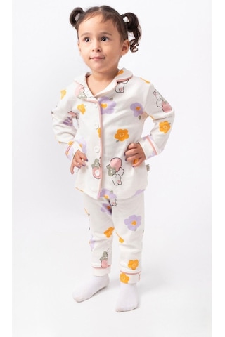 Kruvaze Yaka %100 Pamuk Önden Düğmeli Mevsimlik Ünisex Bebek Ve Çocuk Pijama Takımı Bebicix Çok Renkli