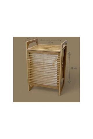 Delux Serisi Orta Boy Ahşap Bambu Kirli Sepeti 40x35x60 Ev Dekorasyonu Banyo Ürünleri Çok Renkli