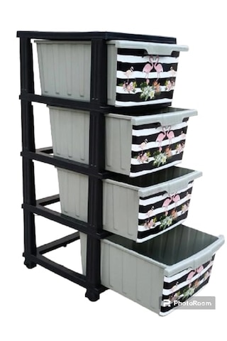 Flamingo Desen Çekmeceli Sebzelik Komidin -kmdn-112 Gümüş