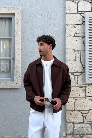 Flaw Yakalı Bomber İnce Ceket Kahverengi Kahverengi