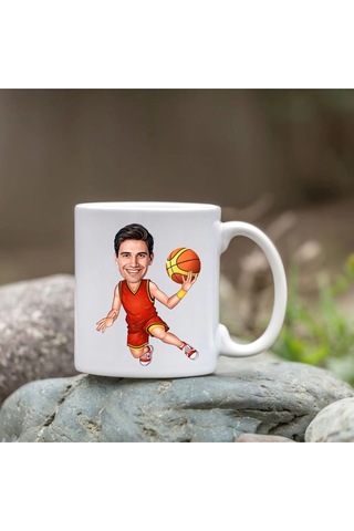 Kişiye Özel Bardak - Karikatür Bardak - Basketbolcu Bardak Beyaz