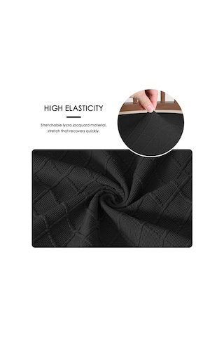 Lemestar Kare Desenli Lastikli Sandalye Koltuk Kılıfı Seti - Siyah 4 Adet, Poliester-spandeks, Makine Yıkama Uygun, 35-53cm Ölçü Aralığı Siyah