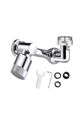 Monyee Stahl+abs Gümüş Fıçma Uzatıcı 3x360 Döner Mekanik Kolu - Duş + Köpürtü Çıkış Modu Gümüş