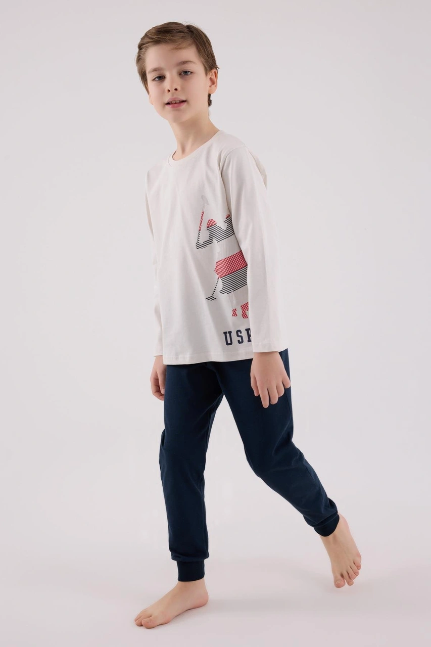 U.s. Polo Assn. Erkek Çocuk Uzun Kol Pijama Takım Taş-1801 Taş