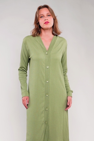 Gabria Ön Düğmeli Seul Uzun Hırka Haki