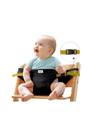 Kumaş Mama Sandalyesi Mama Sandalyesi Emniyet Kemeri Siyah