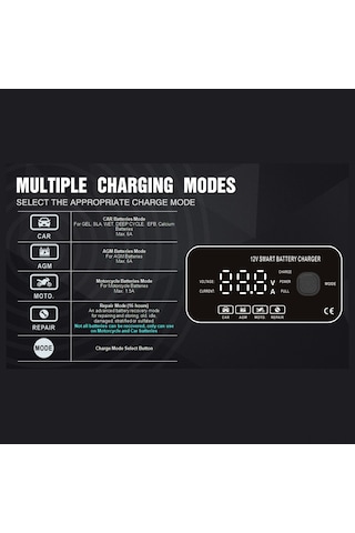 Symbee 12v 6a Akıllı Şarj Cihazı - Tam Otomatik, Taşınabilir Ve Desülfatörlü Motosiklet Akü Şarj Aleti