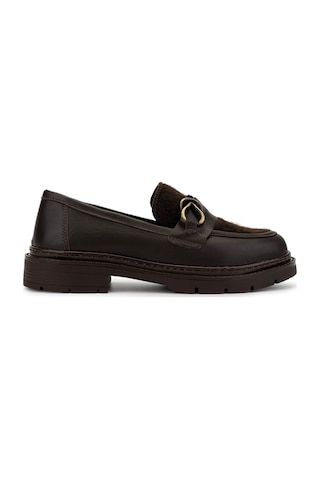 Tamer Tanca Kadın Deri & Tekstil Kahverengi Loafer Ayakkabı 817 9876 Bn Ayk Sk25-26 Khv Dr/tay Prlk Dr Kahverengi