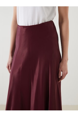 Lcwaıkıkı Classic Bordo Beli Lastikli Saten Etek