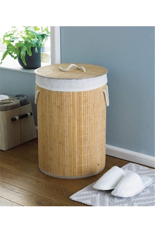 Dekoratif Doğal Oval Banyo Bambu Kirli Çamaşır Sepeti Diğer