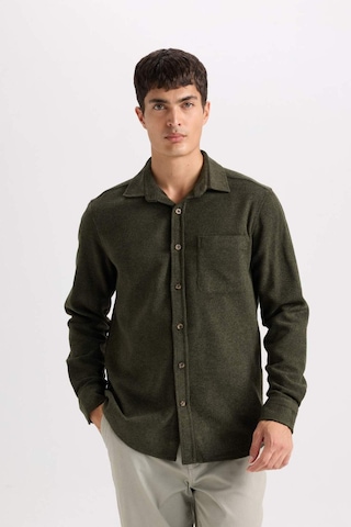DeFacto Regular Fit Oduncu Cep Detaylı Basic Düz Uzun Kollu Gömlek A5515AX24AUKH244 Haki