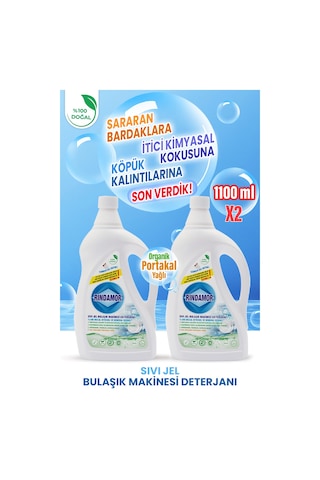 %100 Doğal Bitkisel Sıvı Jel Bulaşık Makinesi Deterjanı-2 X 1100 Ml