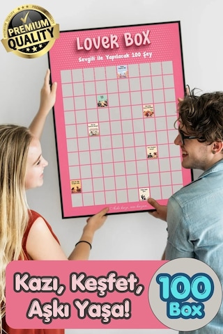Poster Çiftlere Özel Anı Listesi Romantik Eğlenceli Sevgiliyle Yapılacak 100 Şey Kazı Kazan Posteri