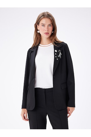 Faik Sönmez İğne Ve Broş Detaylı Örme Blazer Ceket W27ckt019 Uw27ckt01910 Siyah