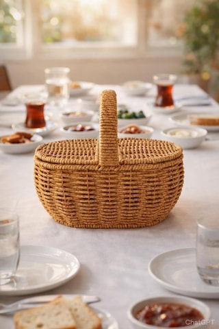 Oval Hasır Rattan Mini Kulplu Organizer Sepet,masaüstü Ekmeklik,banyo Düzenleyici Kahverengi