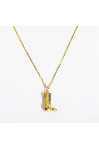 Vintage Western Kovboy Çizme Kolye Gold