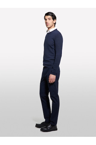 Sisley Streç Pamuklu Logo Detaylı Slim Fit Chino Pantolon Erkek Lacivert Pantolon - 325p4wossf053