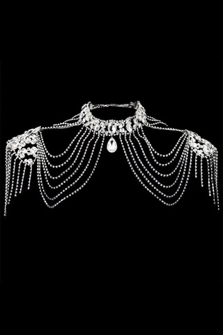 Caş Dekorasyon Silver Renk Taşlı Vücut Aksesuar Gümüş