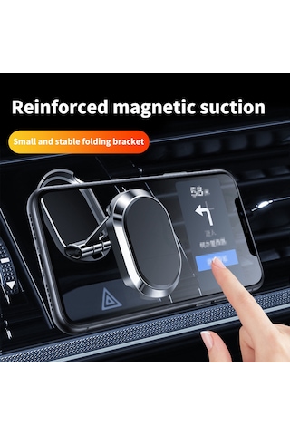 Yifomall Aracı Telefon Navigasyon Stantı: Evrensel Uyumlu, Çift Katlı Katlanabilir, Magnetik Tutma, 360 Döner, Görünümü Engellemeyen,气质银