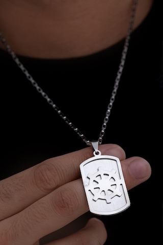 Ottoman Gemici Model Çelik Kolye Gümüş