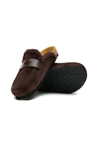 Comfortfusse Snug - Erkek Ortopedik Deri Sabo Terlik Kahverengi Süet Deri