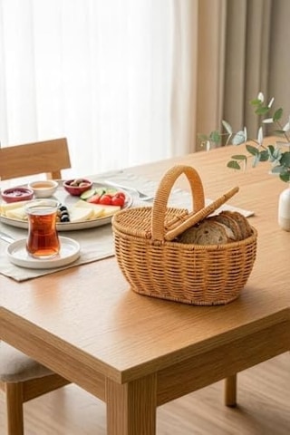 Oval Hasır Rattan Mini Kulplu Sepet - Bb6069