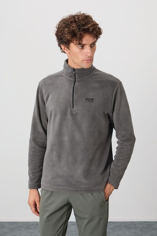 Tommy Life River Koyu Gri Dik Yaka Erkek Polar Sweatshirt - 88310 Koyu Gri