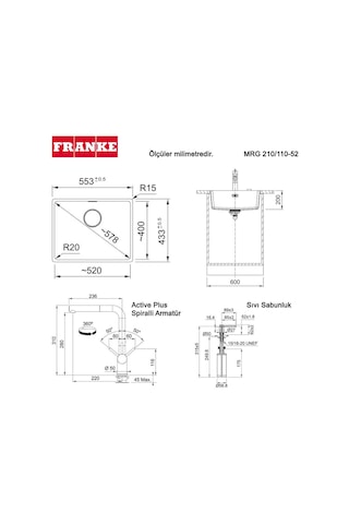 Franke Mrg 210. 110-52 Üçlü Set. Nero