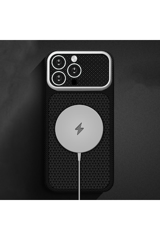 İphone 15 Pro Max Uyumlu Kılıf M-safe Şarj Özellikli Zore Paris Nexel Sert Pc Kapak Siyah
