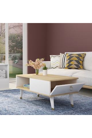 Delux Kapaklı Orta Sehpa Safirmeşe-beyaz Safirmeşe-beyaz