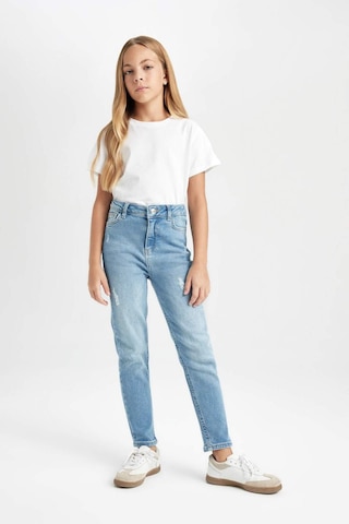 Defacto Kız Çocuk Skinny Fit Yırtık Detaylı Dar Paça Cepli Jean Pantolon C9483A824AUNM28 Mavi